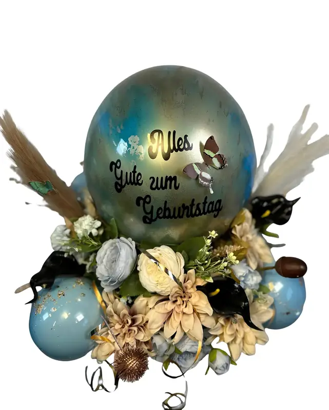 Ballon-Box Boho in Blau und Gold